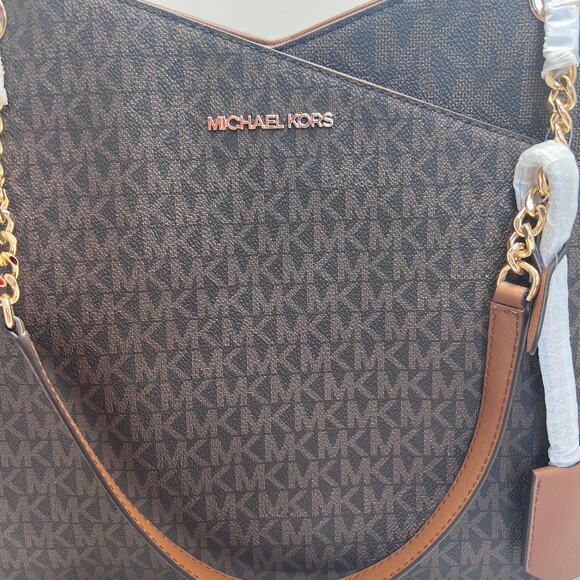 Michael Kors Jet Set Large Signature Logo Shoulder Bag, Large Tote, NWT - Picture 4 of 11